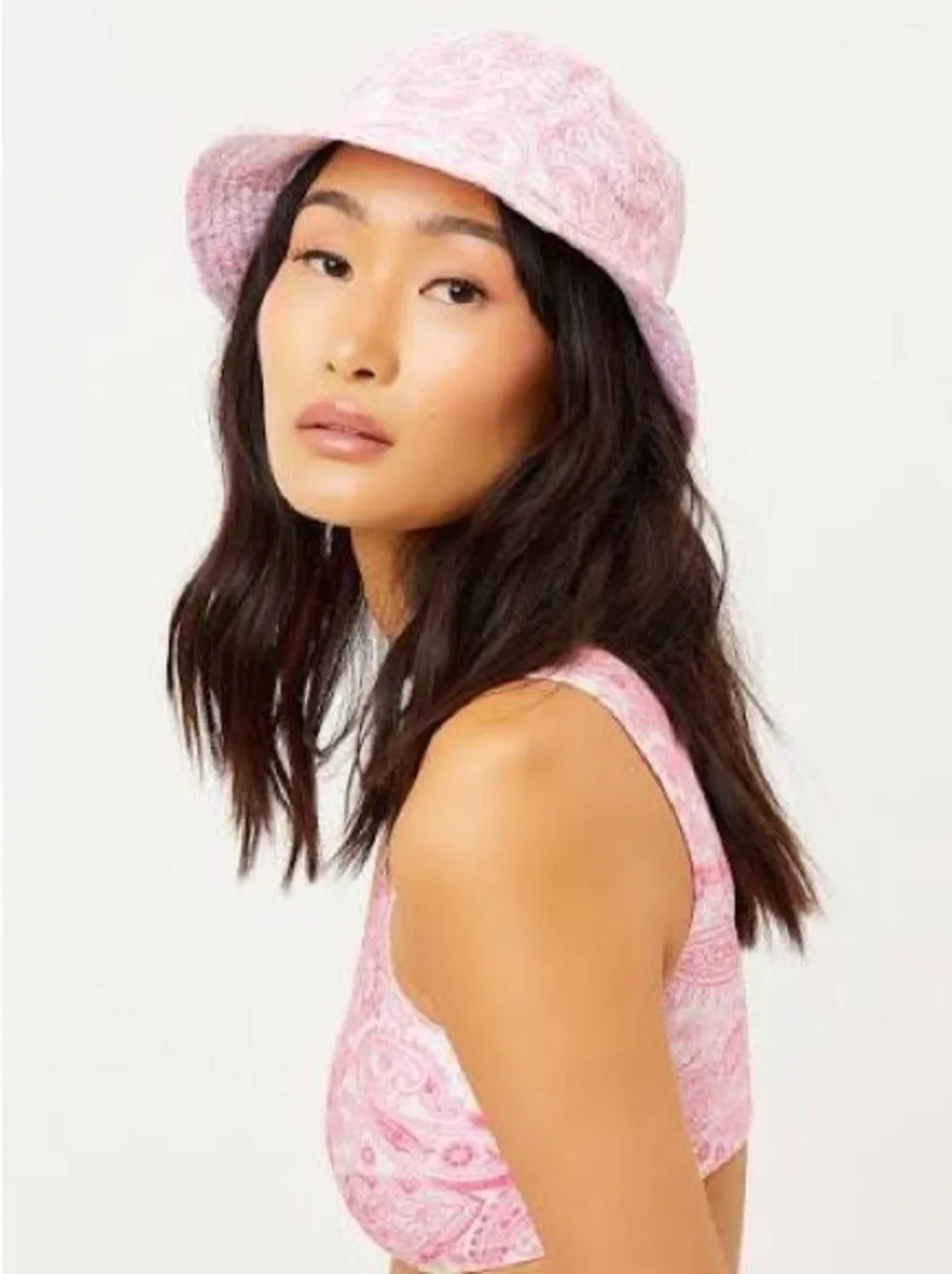Frankies Bikinis Jax pink paisley bucket hat XS/S